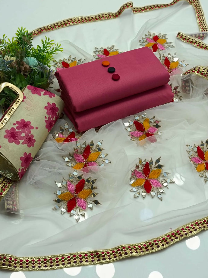 BEAUTIFUL AARI AND MIRROR WORK DUPATTA 4PC