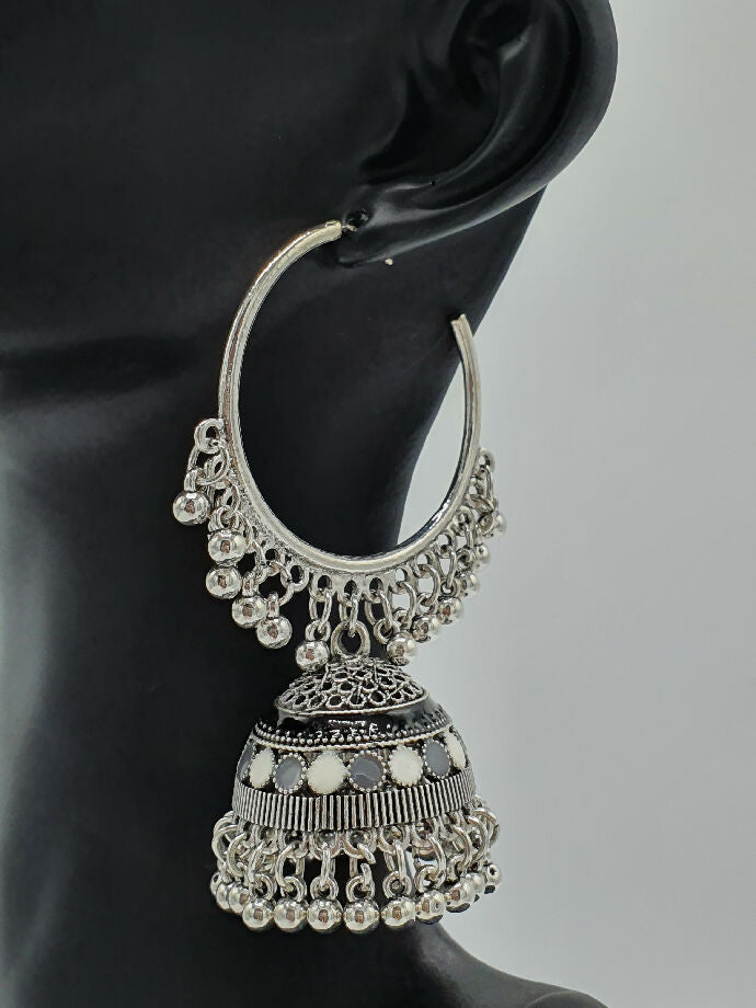 Traditional Hoop Jhumka Earrings with Color Variations