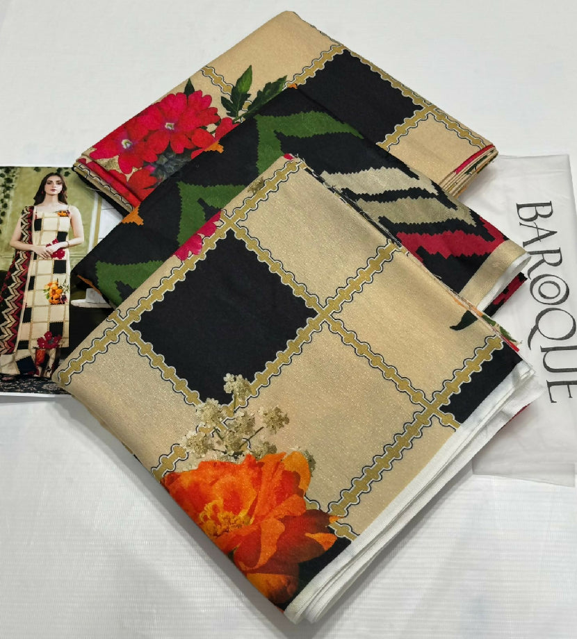 Unstitched PURE KARANDI Three Piece