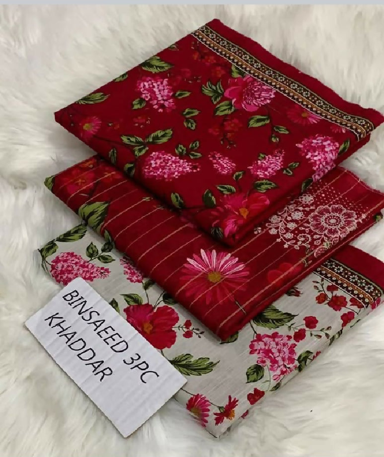 *BINSAEED KHADDER* THREE PIECE