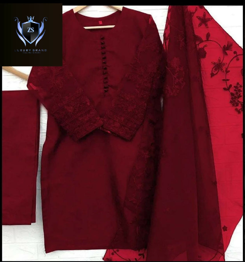 3 piece embroidered suit