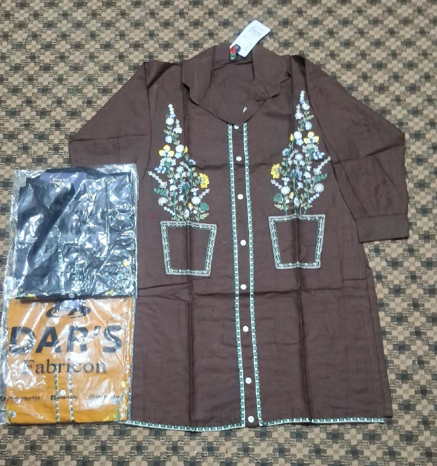 Stitched Embroidered Winter Cotton Top for Women