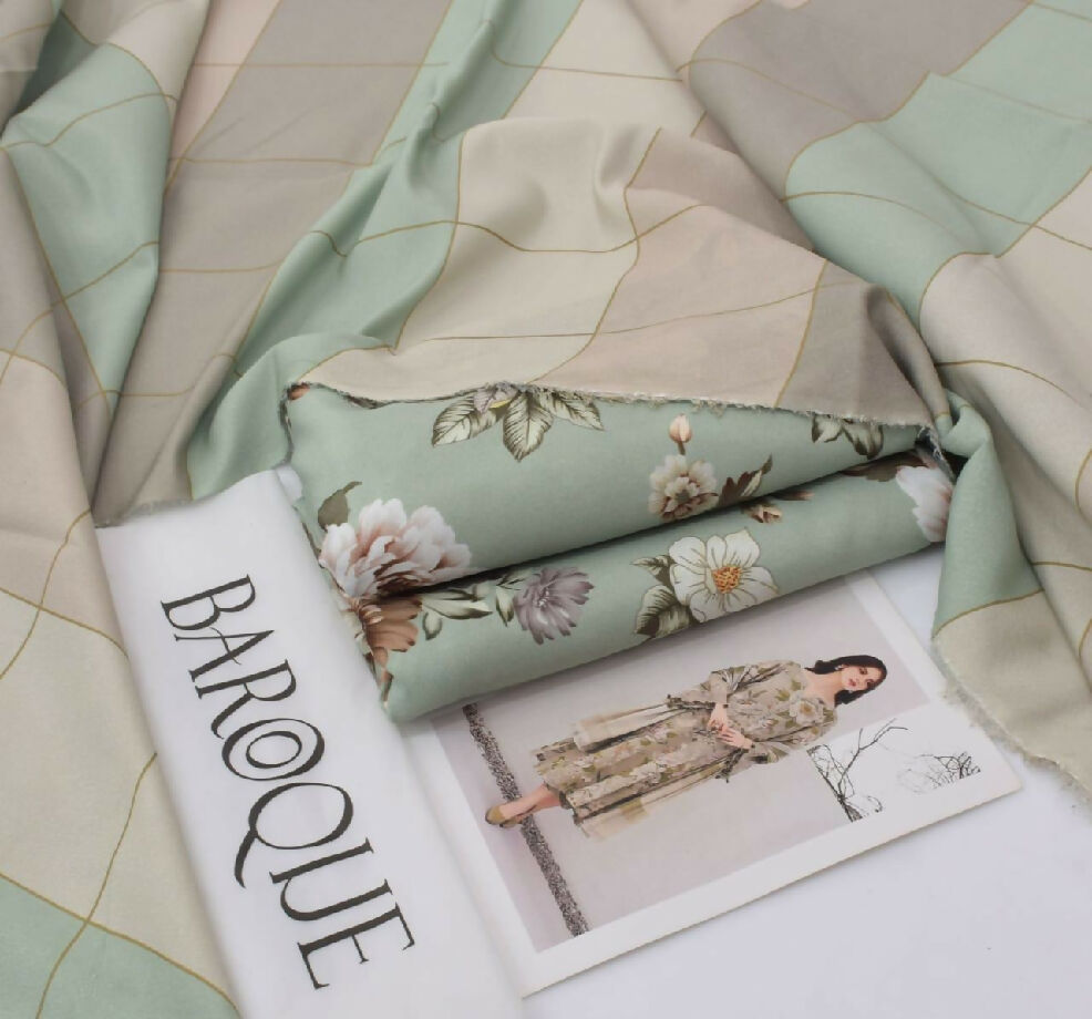 Baroque karandi 3 piece printed suit