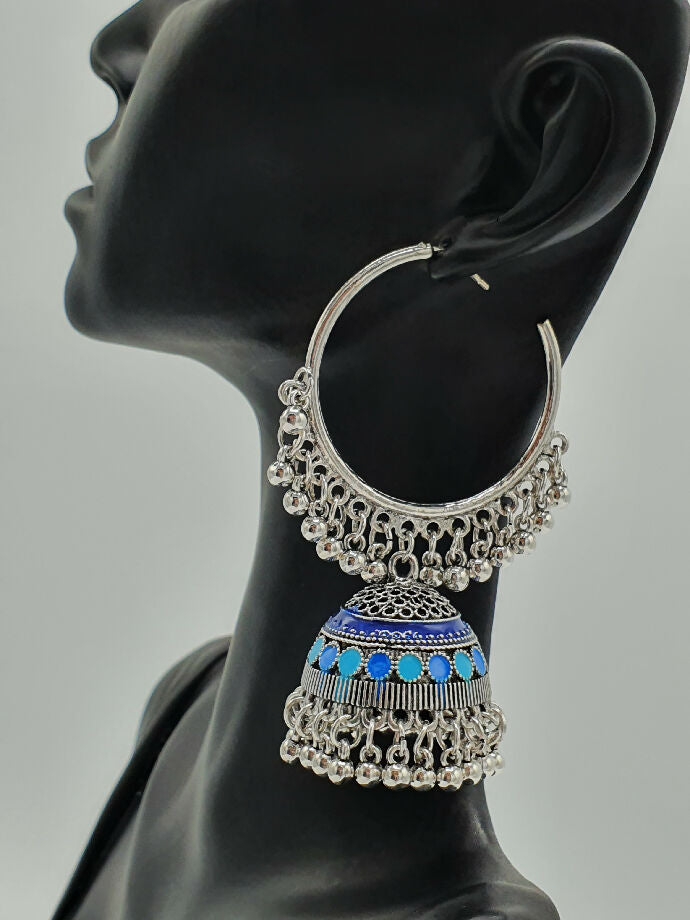 Traditional Hoop Jhumka Earrings with Color Variations