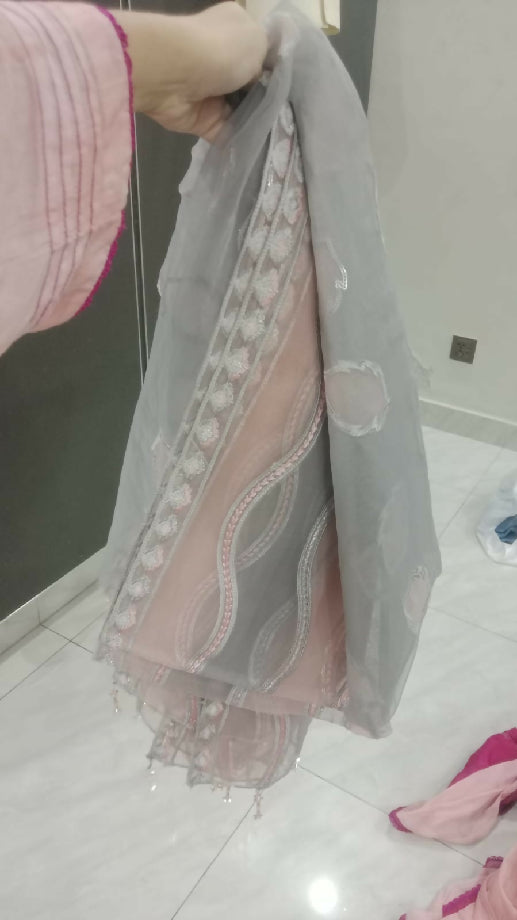 Full heavy work Shirt And organza Duppata and trousers