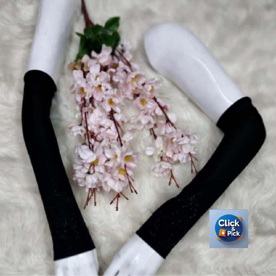 Black Stretchable Arm Sleeves for Women – Elegant & Comfortable Full Arm Cover for Abaya, Hijab & Daily Wear