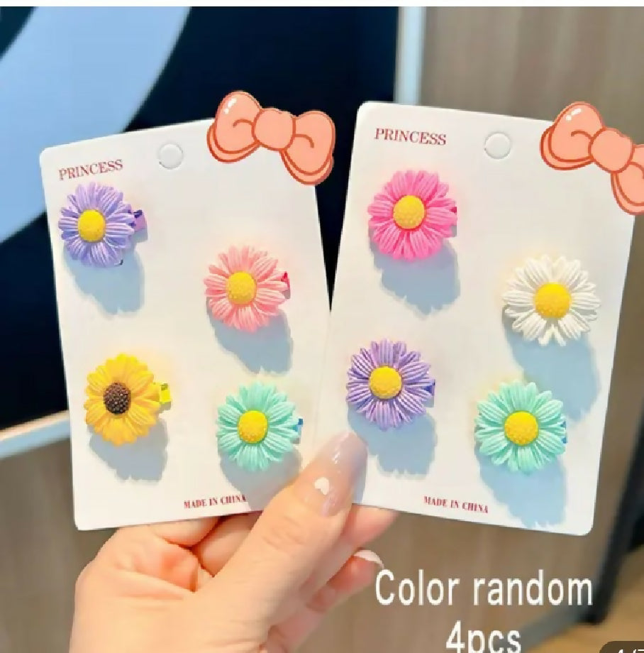 4PCS/set cute Flower Bow hair clips r baby girl