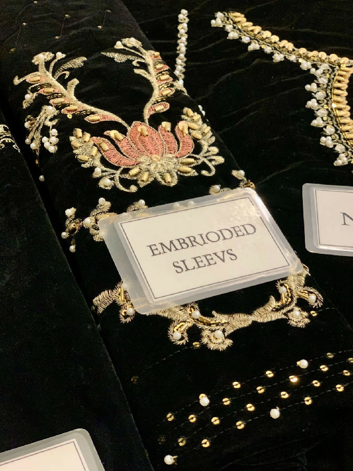 Luxury heavy Embroidered Black Velvet Collection