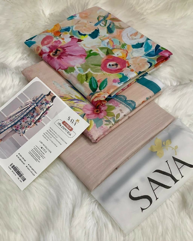 Unstitched Printed Soft Khaddar Three Piece