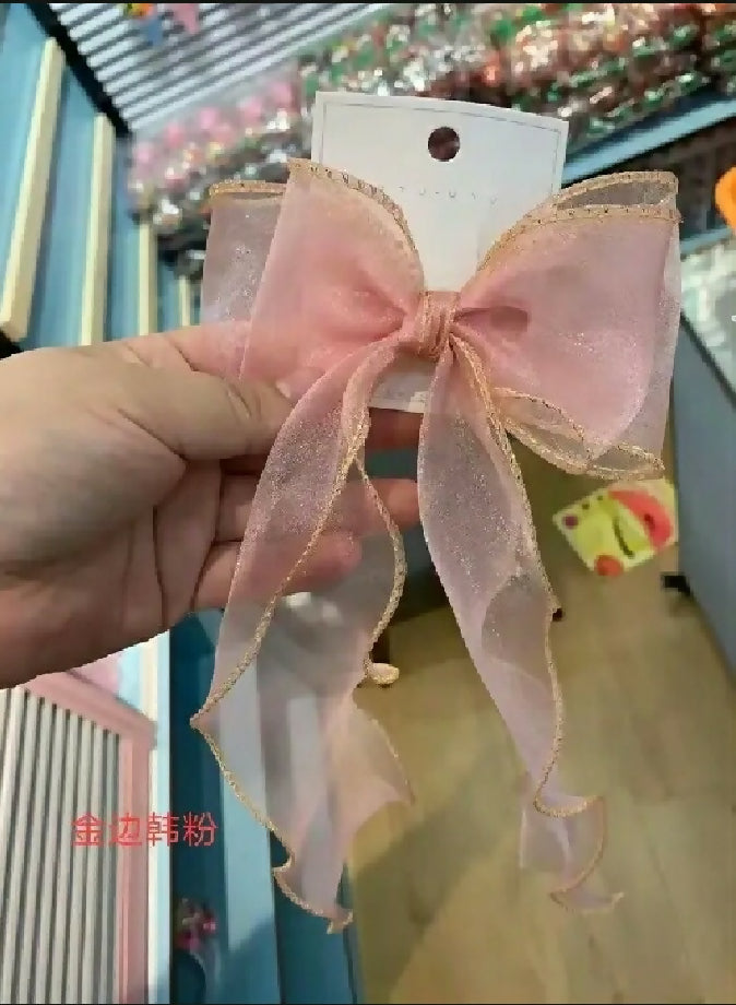 Organza pigtails Bow pin