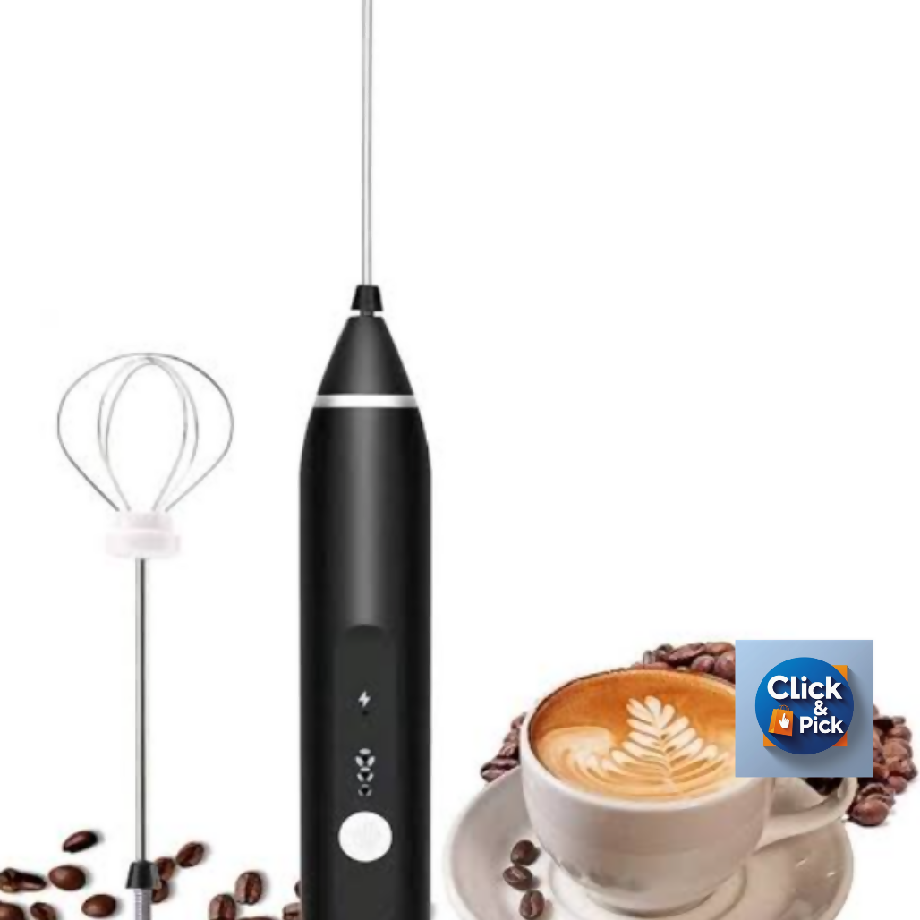 Electric Milk Frother Handheld Foam Maker with Whisk – Rechargeable Coffee Mixer