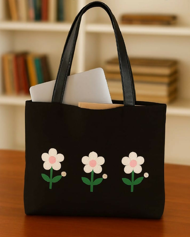 Denim Tote Bags with Beautiful Flowers
