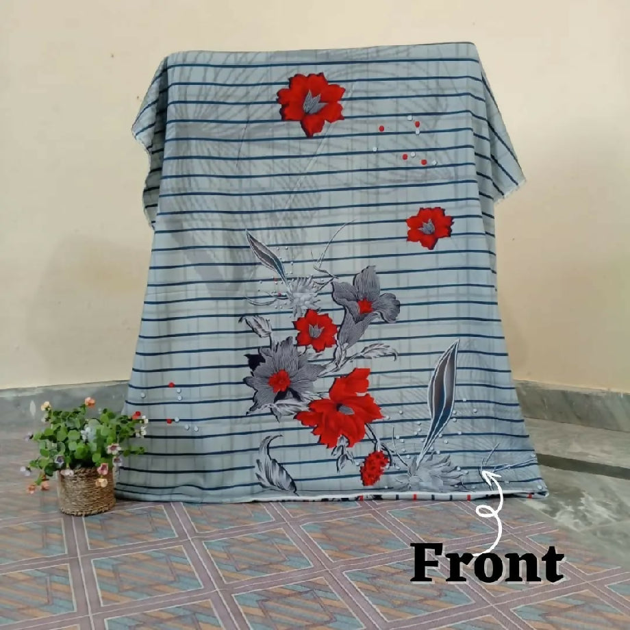 3-Piece Imported Viscose Suit – Grey & Red Floral Unstitched Winter Wear