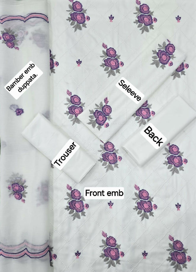 DHANAK EMB 3pc WITH BAMBER EMB DUPATTA