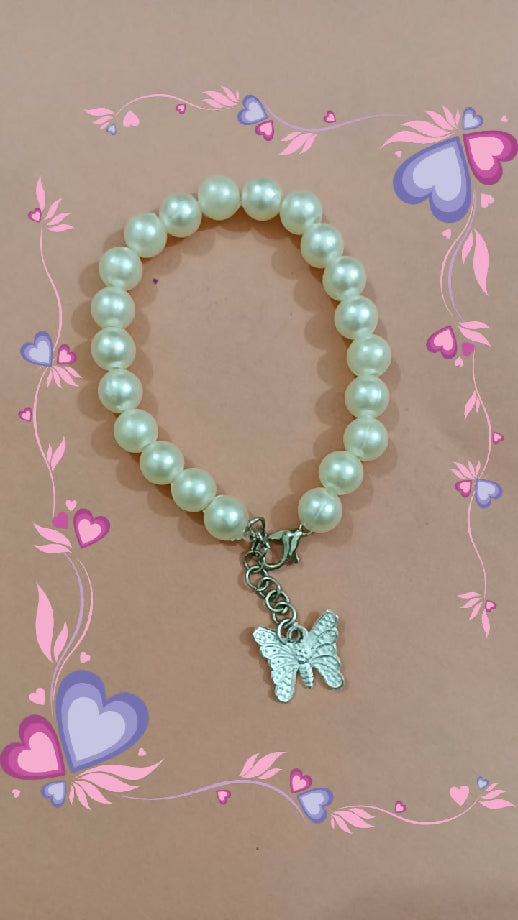 Pearl Bracelet with Butterfly Charm