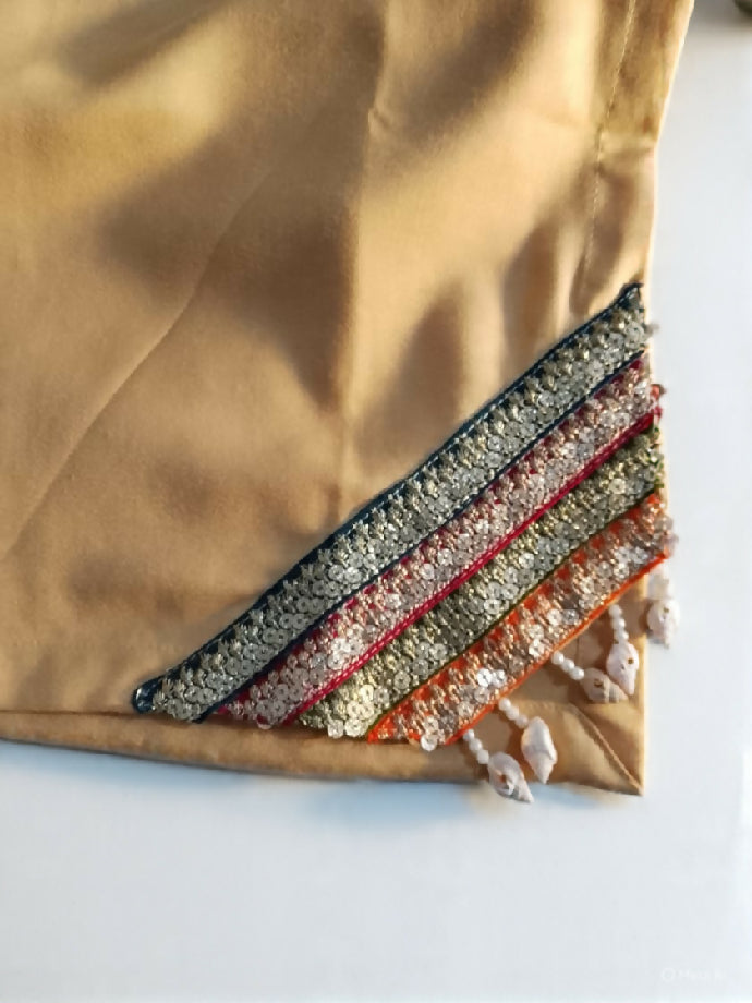 Mareena Premium Suit — Multi Lace Neckline with Shell Tassels