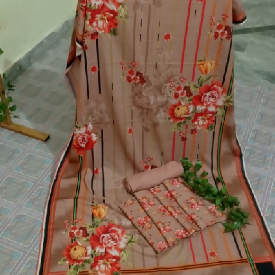 Brownish Orange Bloom – 3-Piece Khaddar Suit