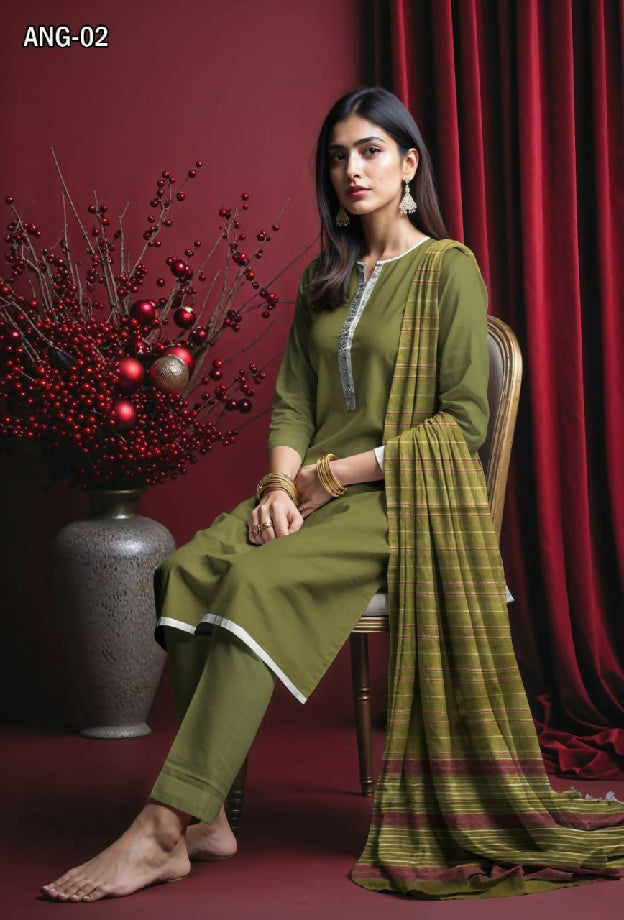 UNSTITCHED KHADI SILK Three Piece