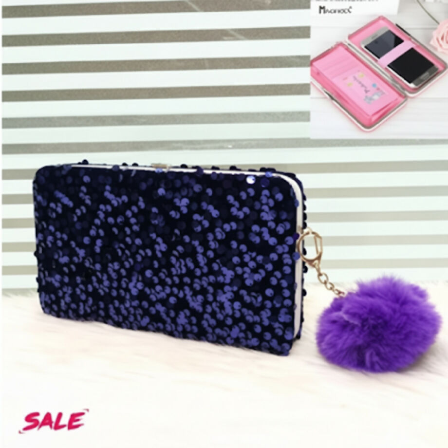Velvet Mobile Clutch with Card and Money Pockets,