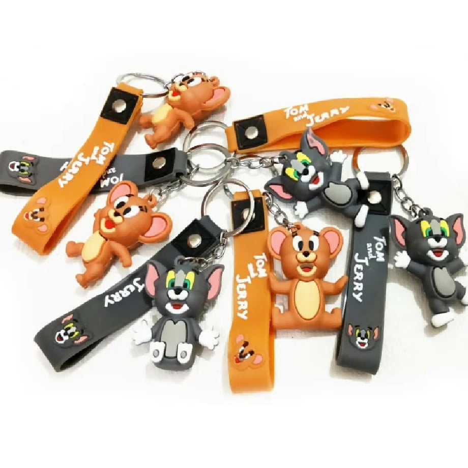 Cute 3D Tom and Jerry Silicone Keychain – Fashionable Design for Car Keys & Bags