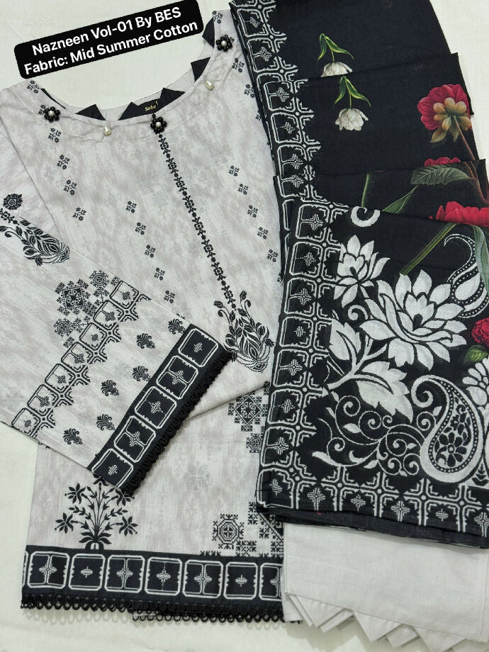 *Baad e Saba 3Pc Stitched Cotton collection_*