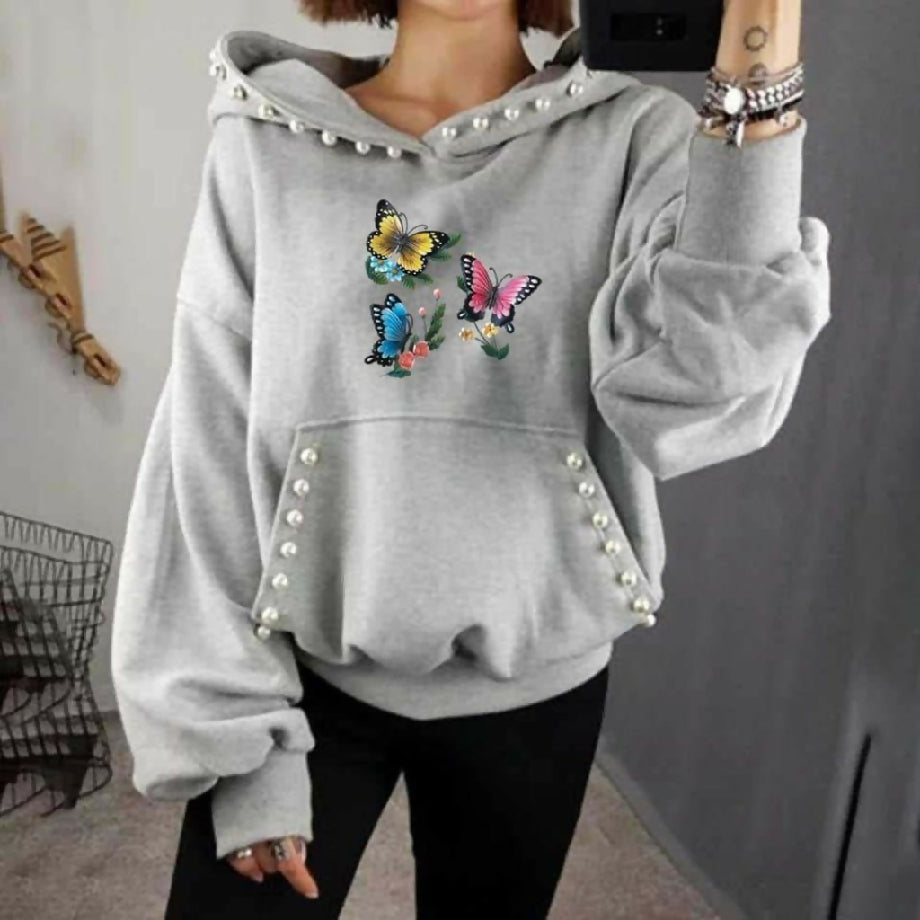 Women pearls casual hoodie