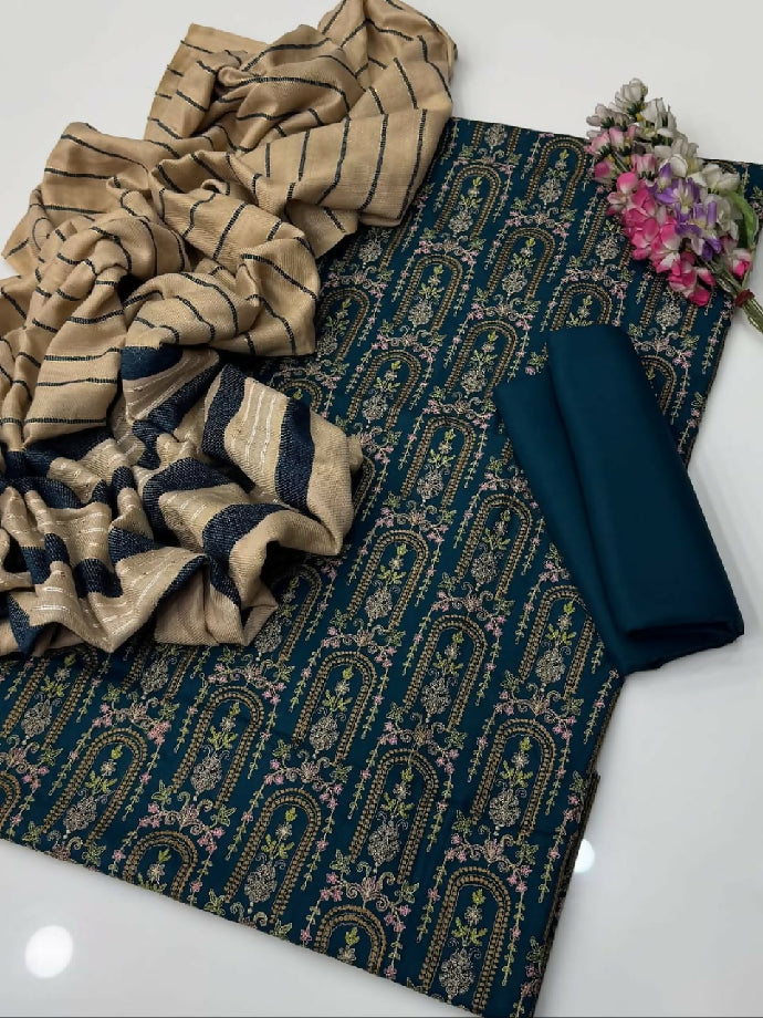 Latest winter suit banarsi shawl with dhanak marina suit