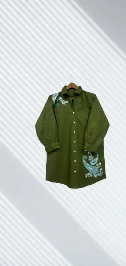 Stitched Embroidered Winter Cotton Top for Women