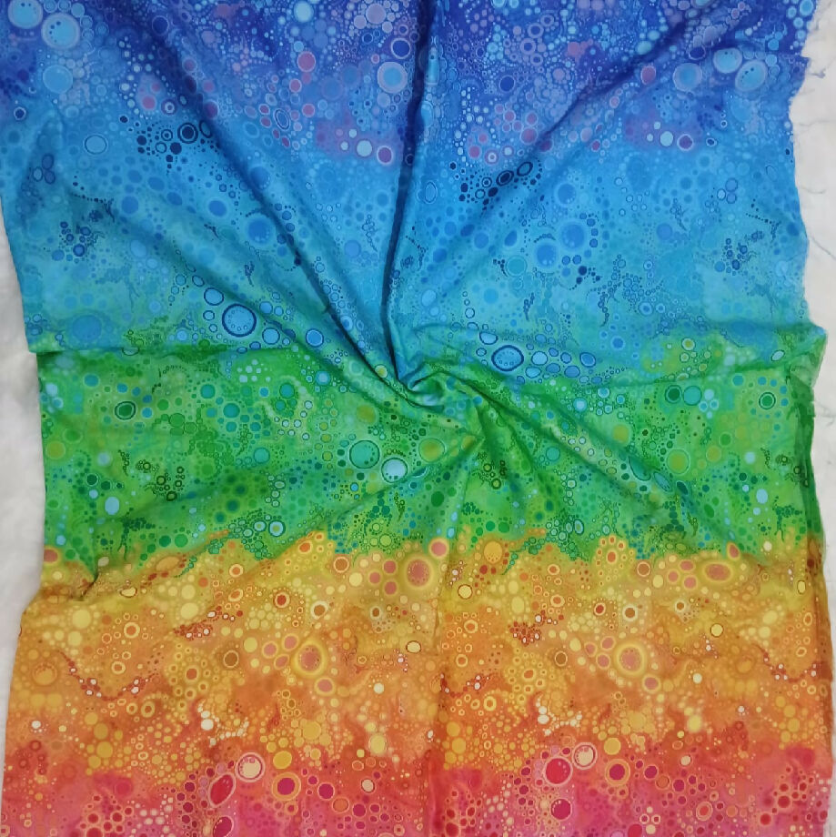 Rainbow Ombre Bubble Print Jeans Fabric for Top, Frock or Casual Wear (Imported)