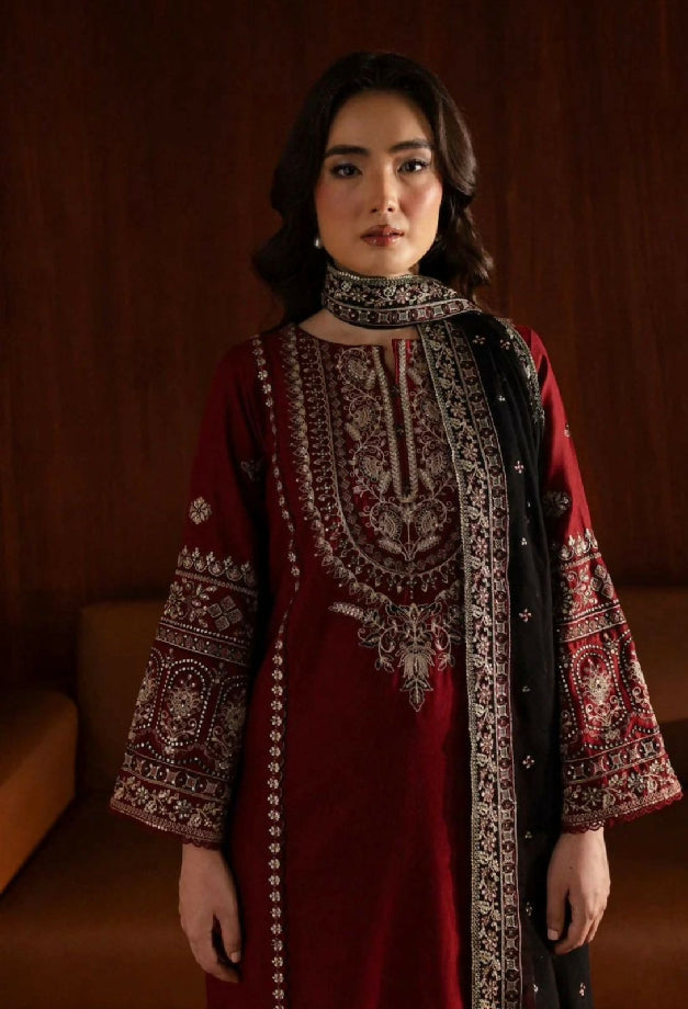 Embroidered Dhanak Three Piece