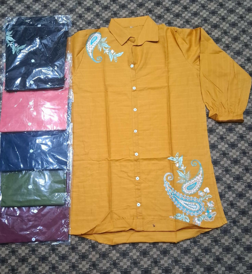 Stitched Embroidered Winter Cotton Top for Women