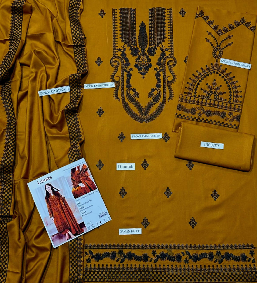 Winter premium embroidered dhanak 3pcs suit