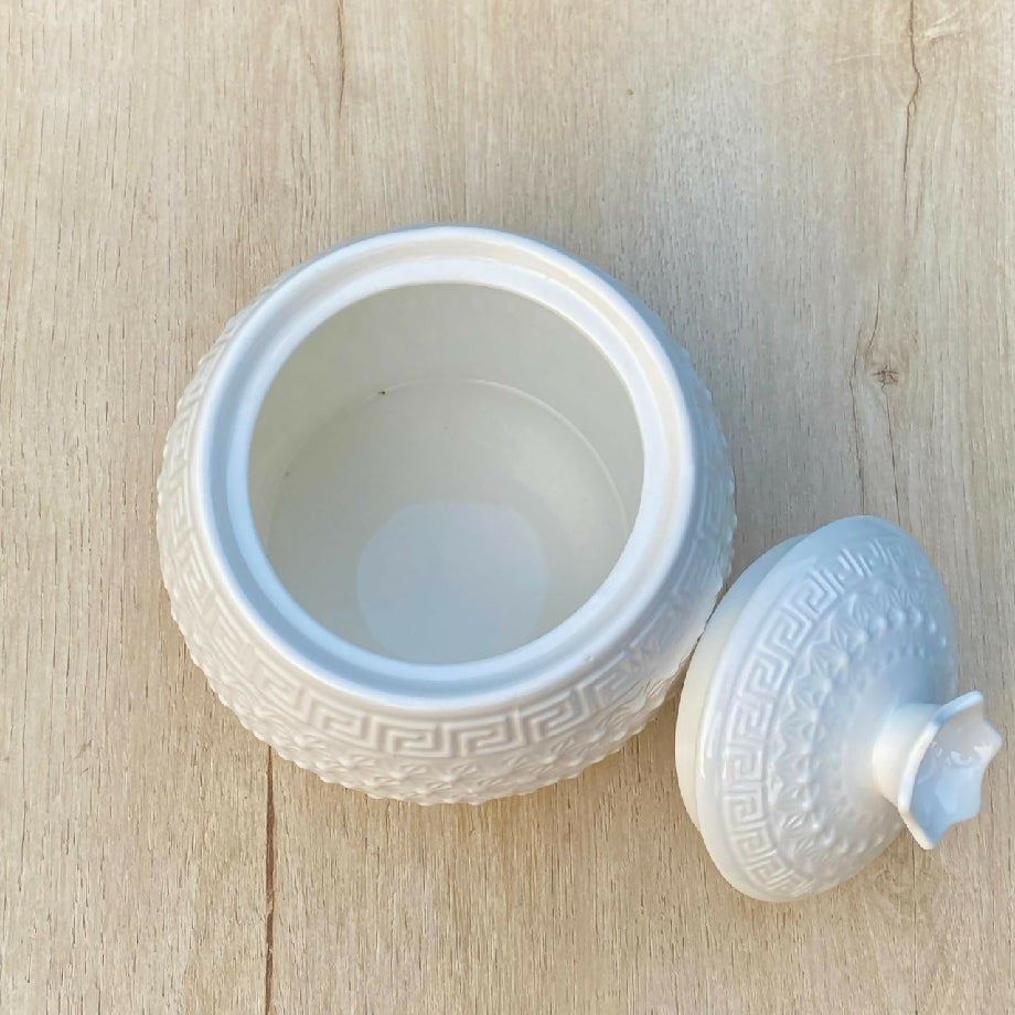 Ceramic floral embossed sugar pot 300ML