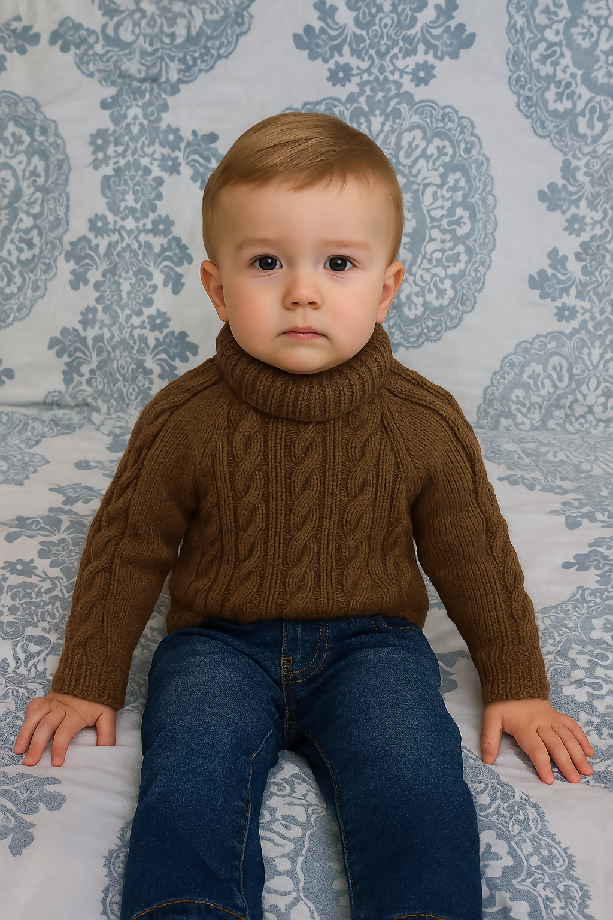 Brown Cable Knit Baby Sweater