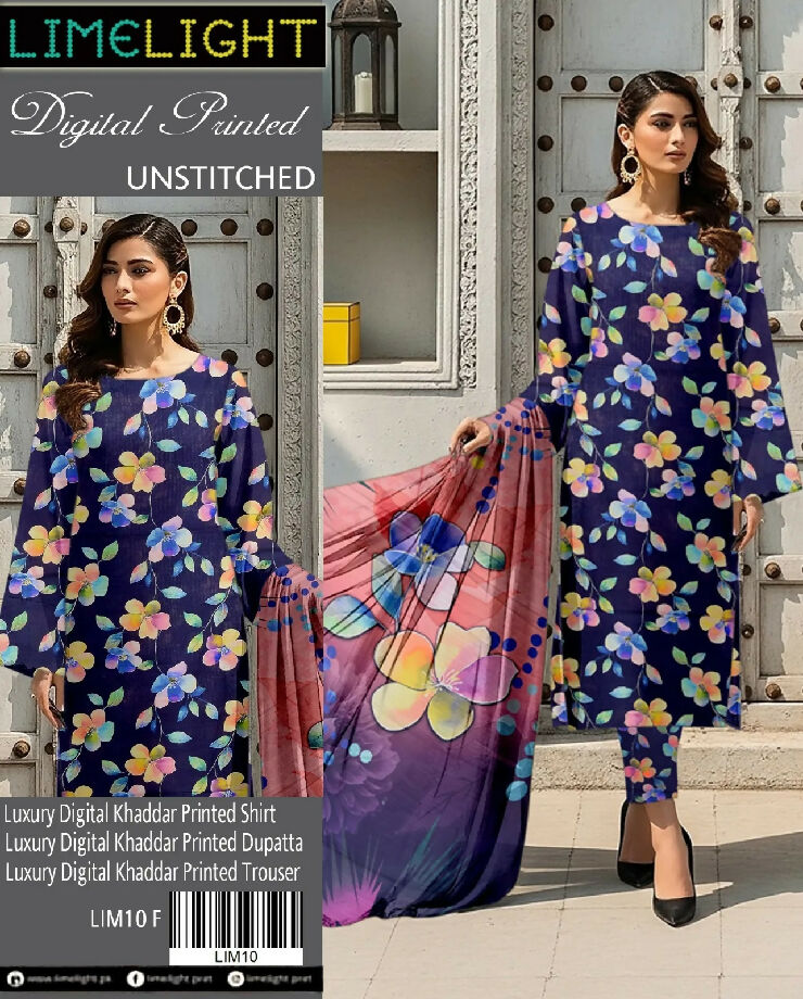 Limelight luxury digital khaddar printed 3 pc