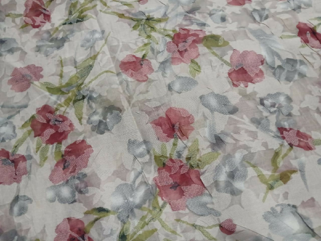 Elegant Floral Print Poly-Blend Net/Georgette Style Fabric (Imported Casual Wear Material)