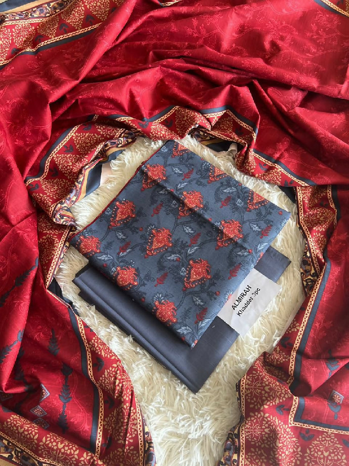 Unstitched Khaddar Three Piece