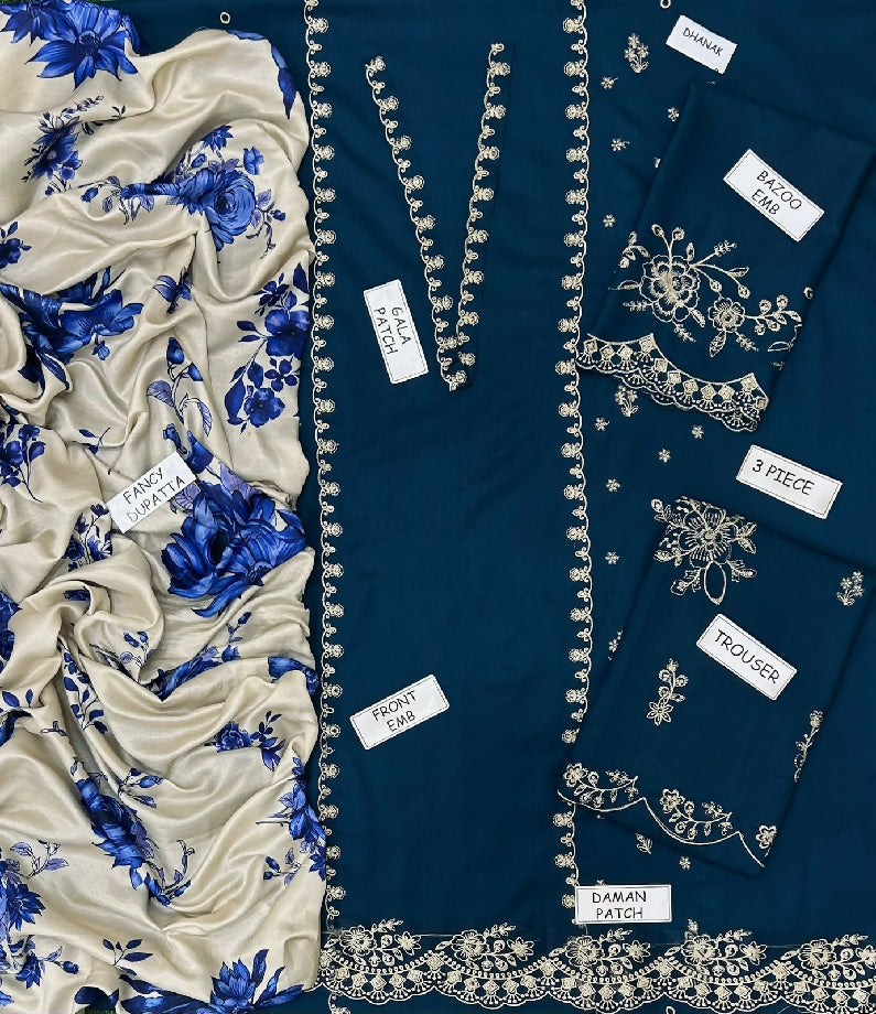 *03PCS UNSTITCHED SUIT* *FABRIC Dhank* *(SHIRT)....Dhank* *(DUPATTA)....