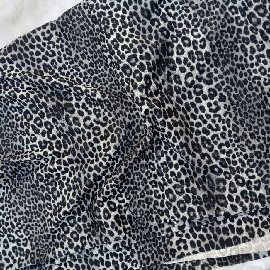 Black & White Leopard Print Jersey Fabric (Imported Suit Piece)