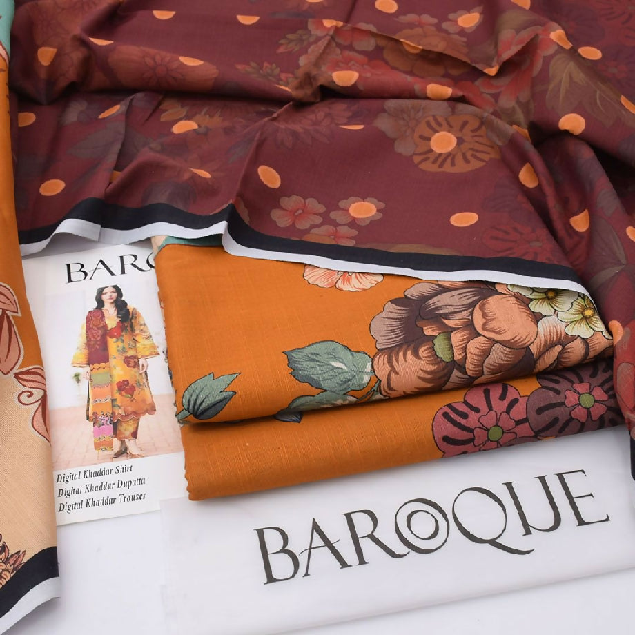 Printed 3 piece khaddar