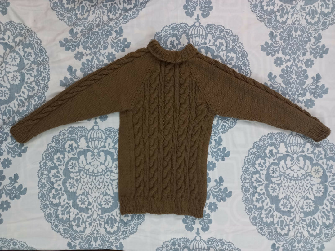 Brown Cable Knit Baby Sweater