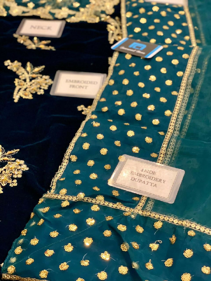 Luxury Embroidered velvet Dress For women