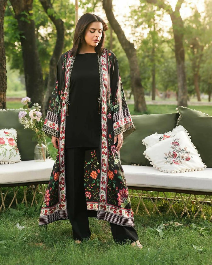 PREMIUM 2 PC SWISS LAWN WITH PRINTED LONG KIMONO COAT