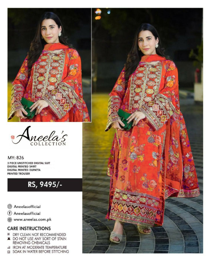 *ANEELA’s PURE SILK WITH 4 side Lace SILK DUPATTA*