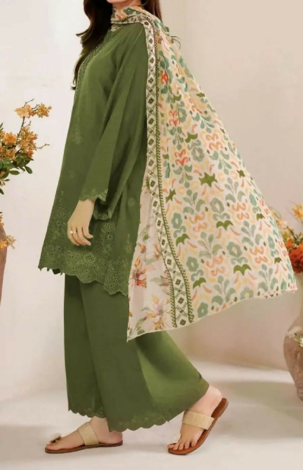 Dhanak Embroided suit with wool shawl