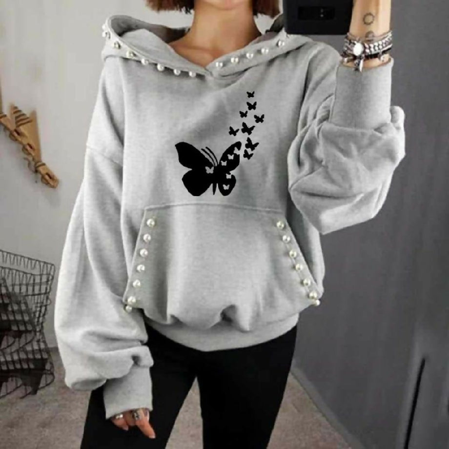 Women pearls casual hoodie