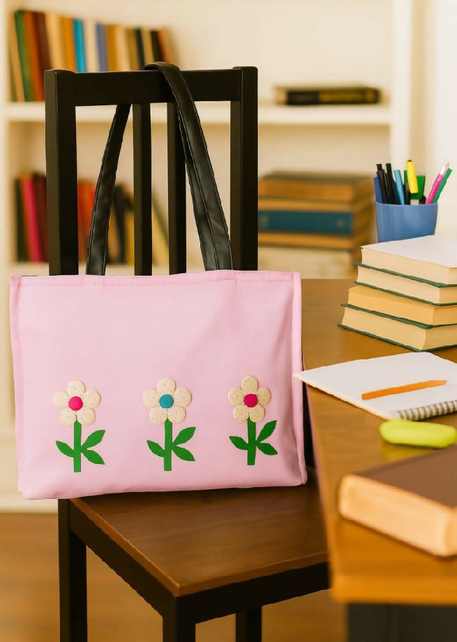 Denim Tote Bags with Beautiful Flowers