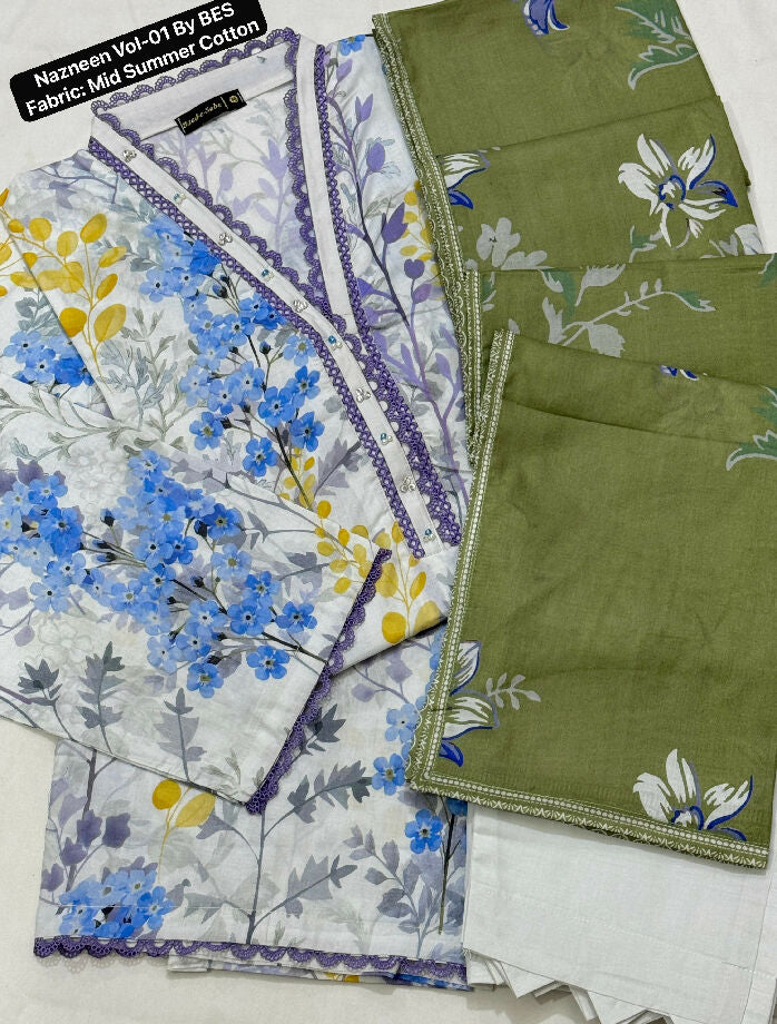 *Baad e Saba 3Pc Stitched Cotton collection_*