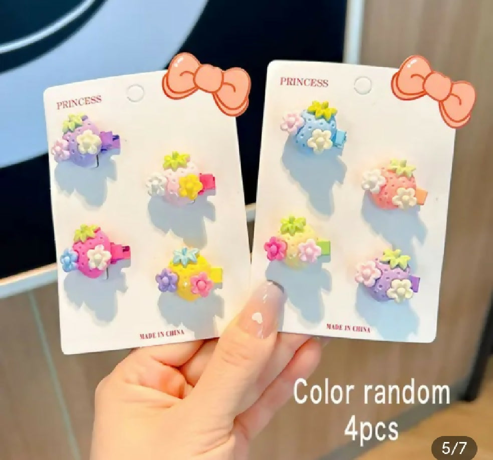 4PCS/set cute Flower Bow hair clips r baby girl