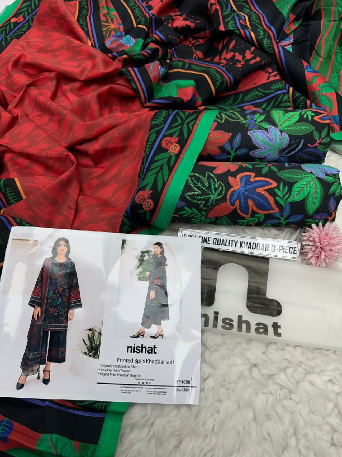 Nishat printed khaddar 3piece suit